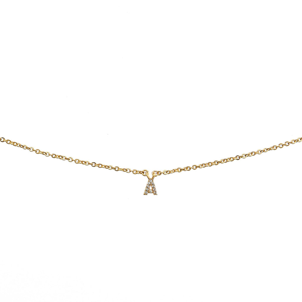 18K Gold Dainty Shiny Initial Necklace