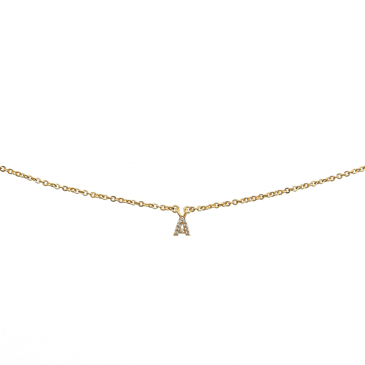 18K Gold Dainty Shiny Initial Necklace