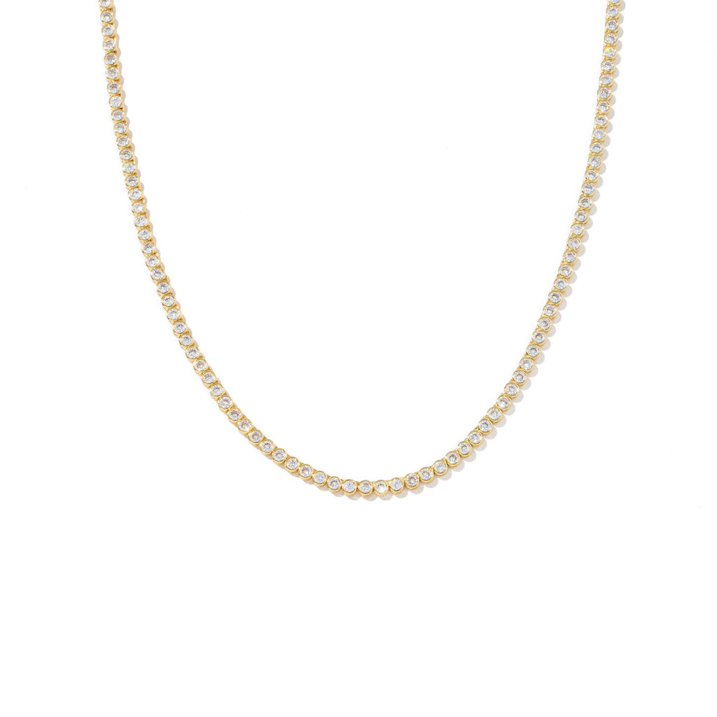 18K Gold Round Brilliant Tennis Necklace