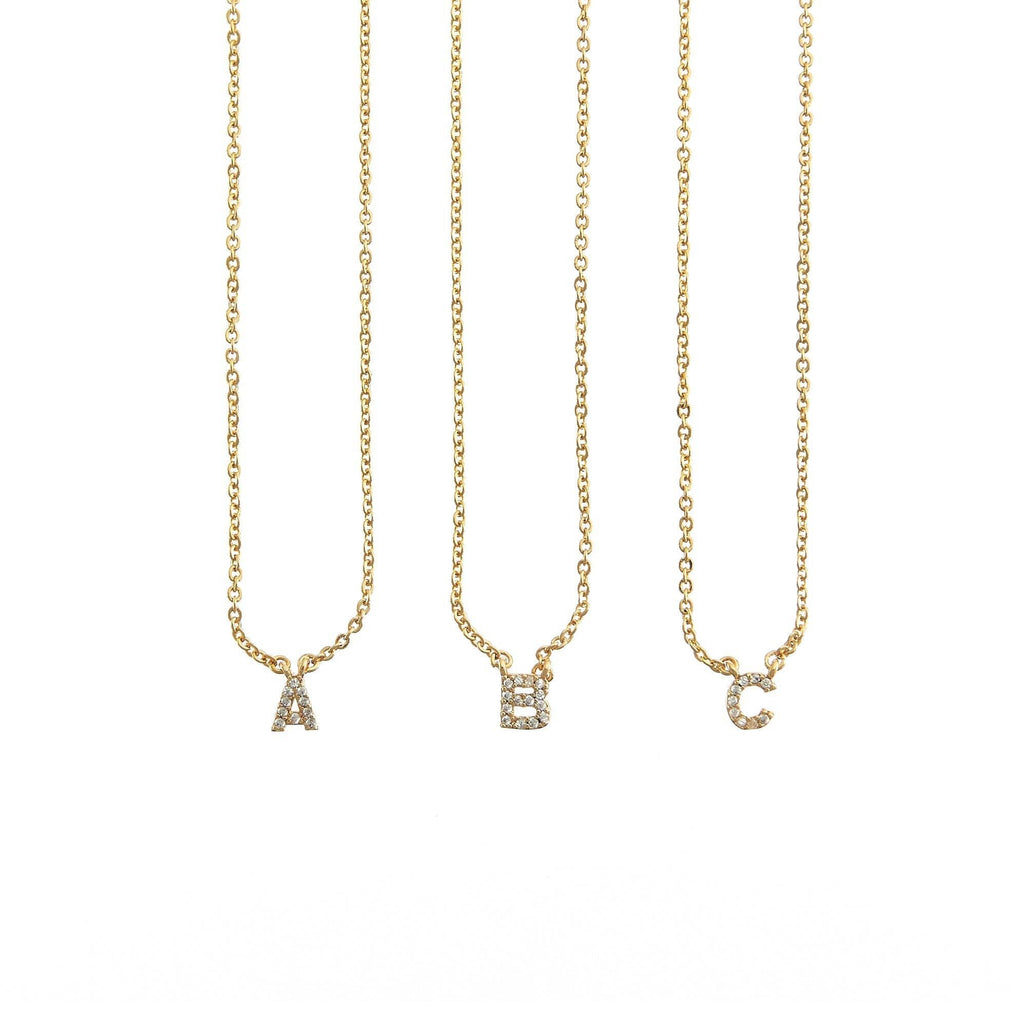 18K Gold Dainty Shiny Initial Necklace