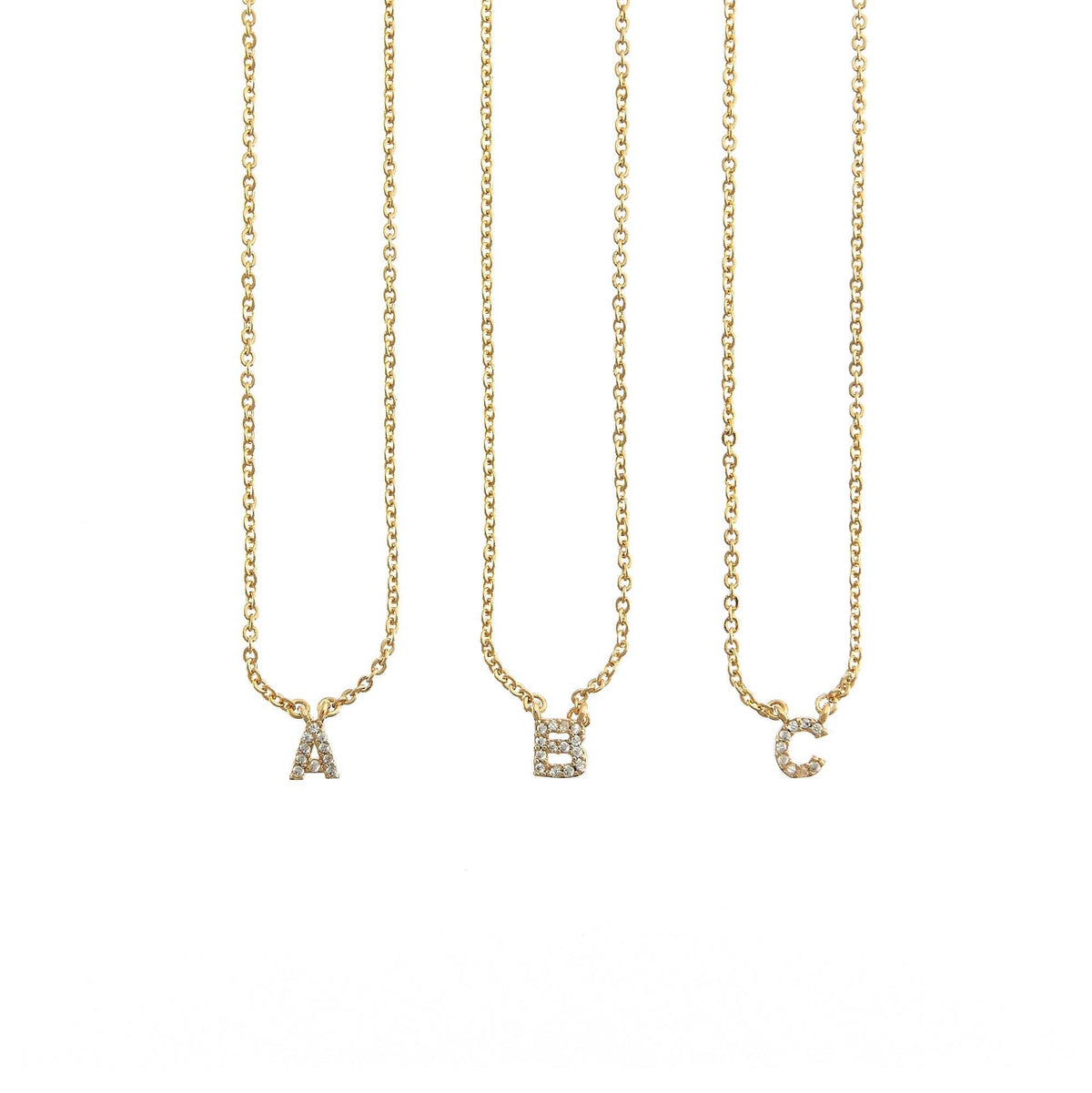 18K Gold Dainty Shiny Initial Necklace