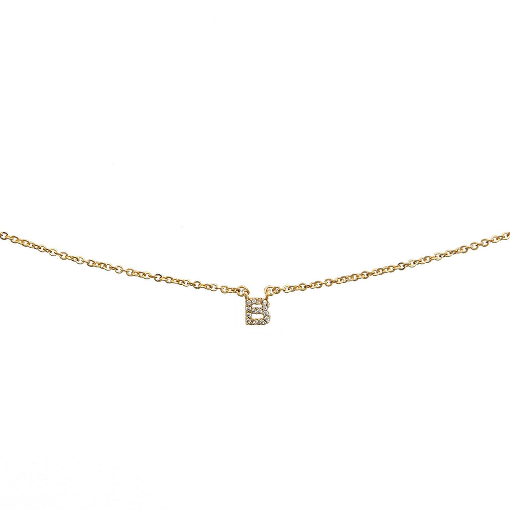 18K Gold Dainty Shiny Initial Necklace