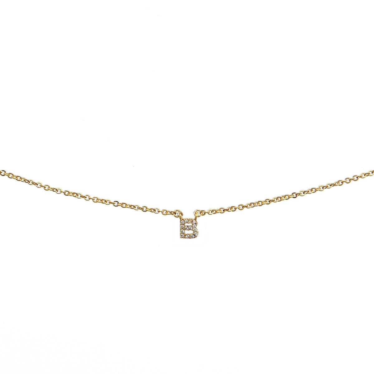 18K Gold Dainty Shiny Initial Necklace