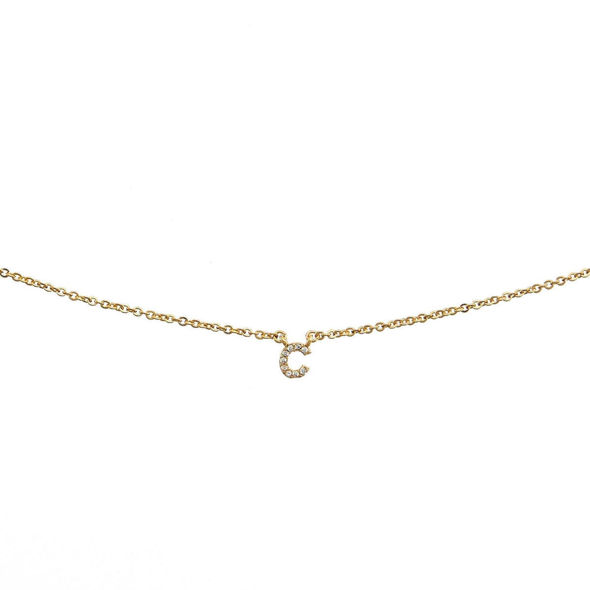 18K Gold Dainty Shiny Initial Necklace