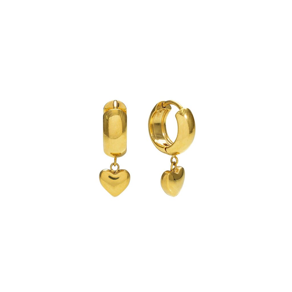 Waterproof Gold Heart Hoop Earrings