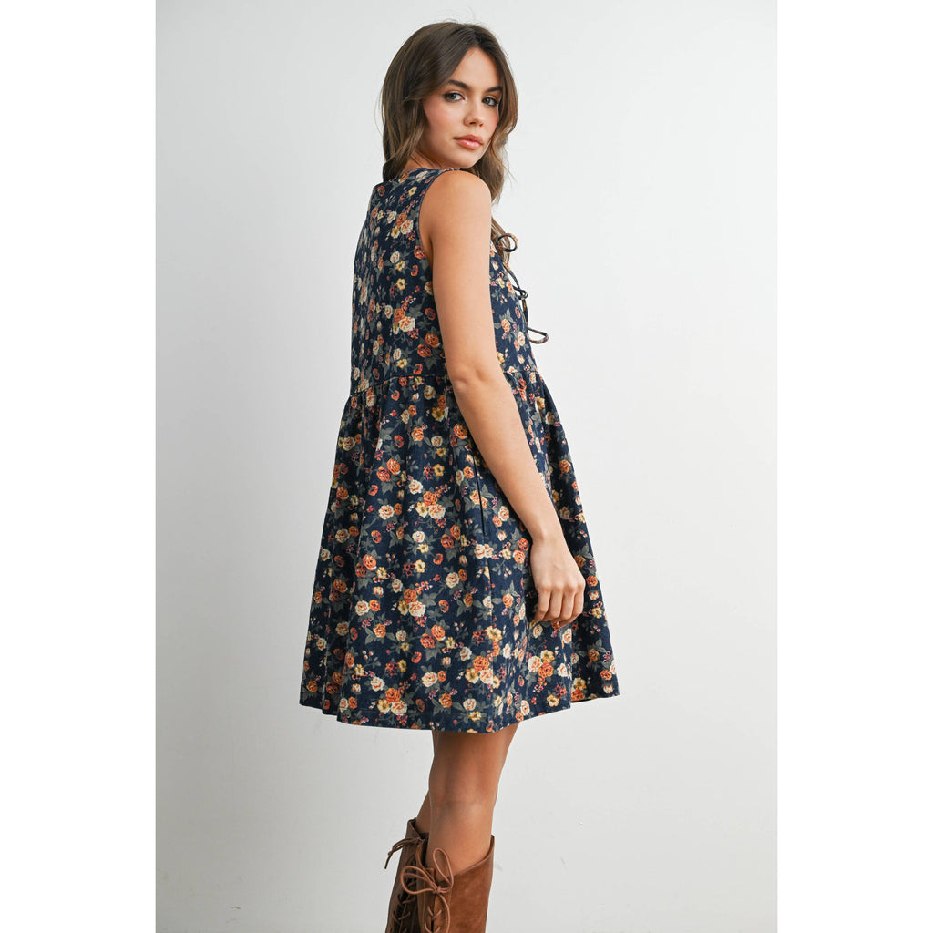 Floral Tie-Front Babydoll Dress
