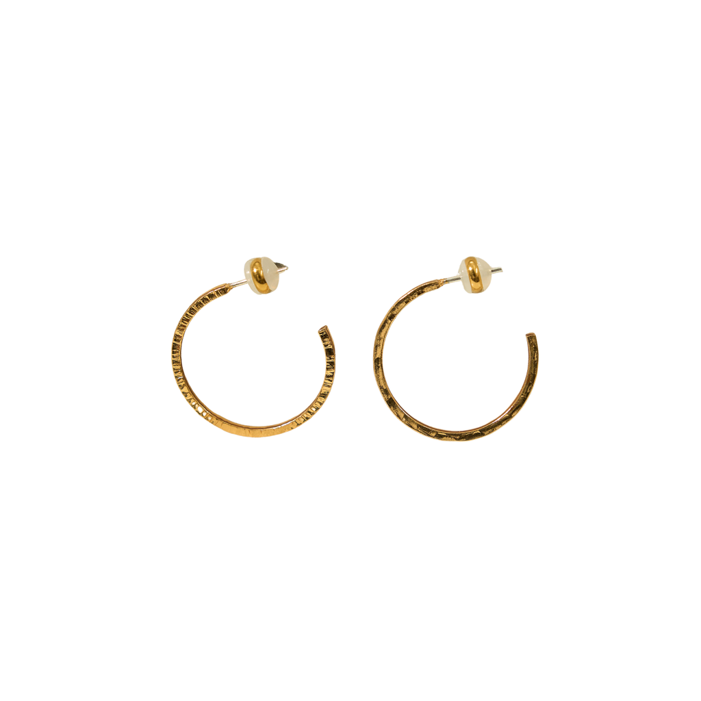 24K Gold Mini Thin Hammered Hoops